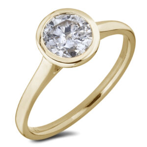 Canadian Diamond Solitaire Bezel Set Engagement Ring in Yellow Gold | 0.41 CTW